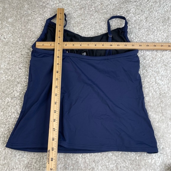 Lands End Tankini Set Navy Blue Sz 8 Cinch Ruched Vacation Beach Cruise Swim - Picture 15 of 15
